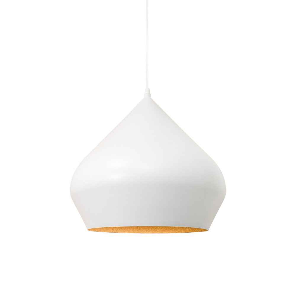 COLGANTE EMBUDO BLANCO MATE INT/DORADO 1820/C1N